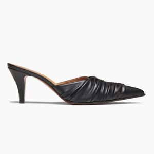 NWB / never worn Alexander McQueen Black Ruched Leather Mules